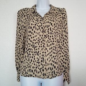 Vince Camuto Black and Tan Animal Print Blouse